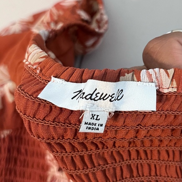 Madewell Georgette Lucie Sz XL Boho Smocked Floral Bloomcore Puff Sleeve Blouse - Picture 4 of 13